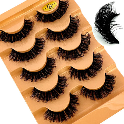 5 Pairs Wispy D Curl Lashes – Hybrid Volume, Short & Chic