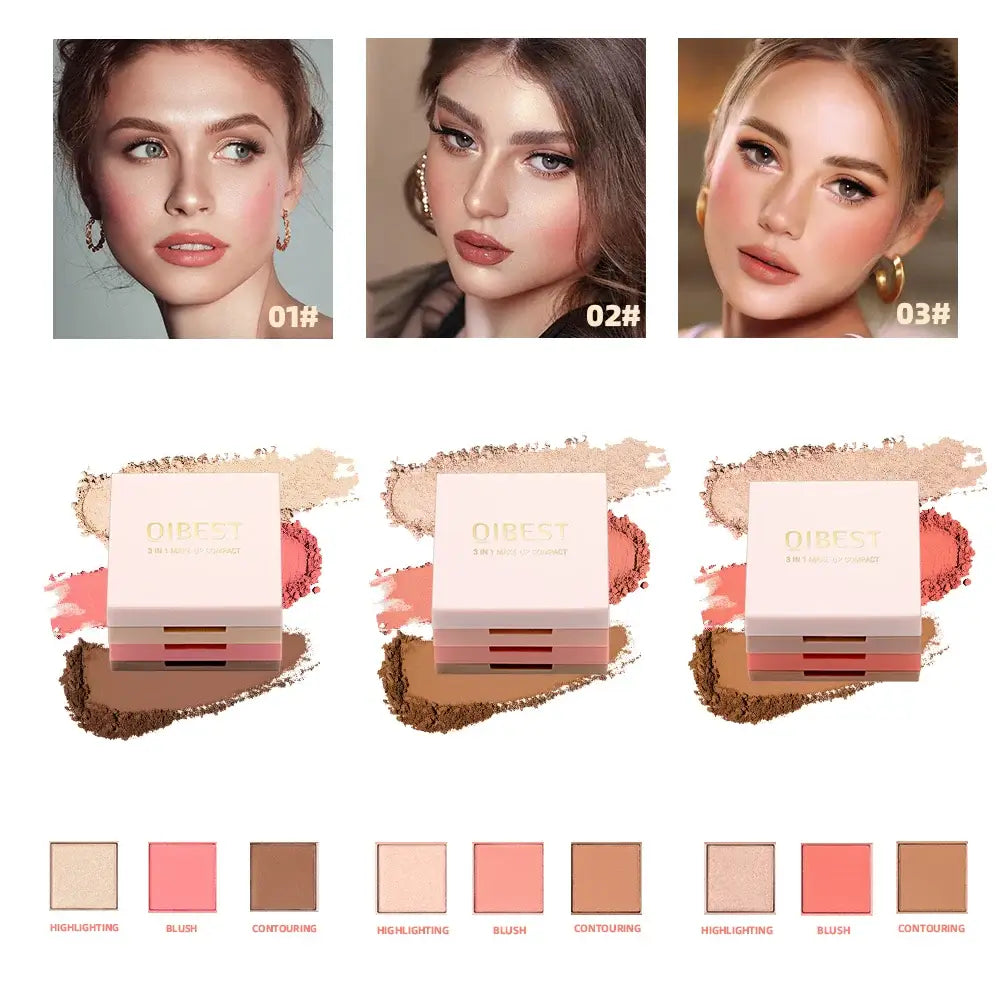 3 In 1 Highlighter Contouring Blush Palette - Nurture By Nala