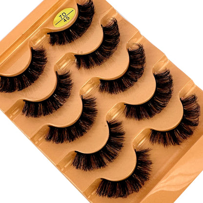 5 Pairs Wispy D Curl Lashes – Hybrid Volume, Short & Chic