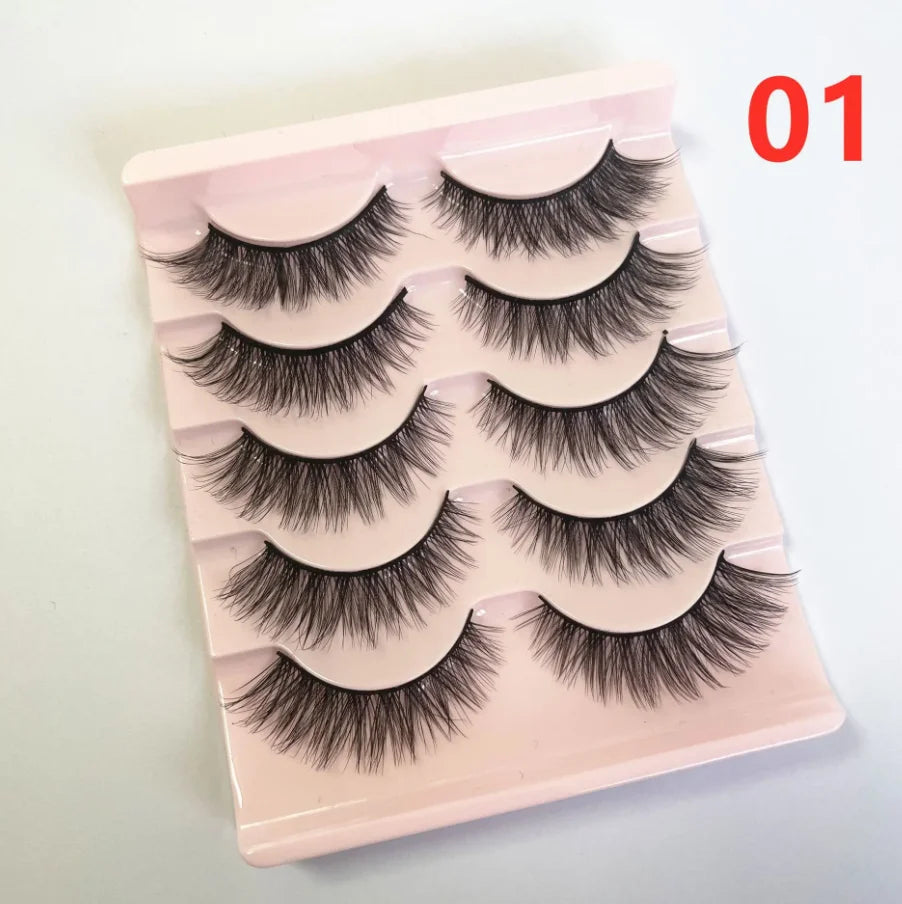 5Pairs 3D Mink Lashes – Natural, Thick & Flirty