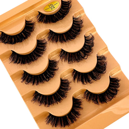 5 Pairs Wispy D Curl Lashes – Hybrid Volume, Short & Chic