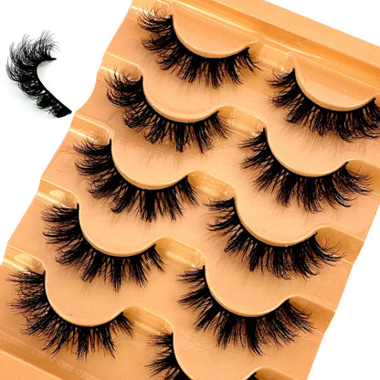 5 Pairs Wispy D Curl Lashes – Hybrid Volume, Short & Chic