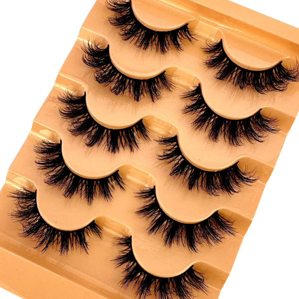 5 Pairs Wispy D Curl Lashes – Hybrid Volume, Short & Chic