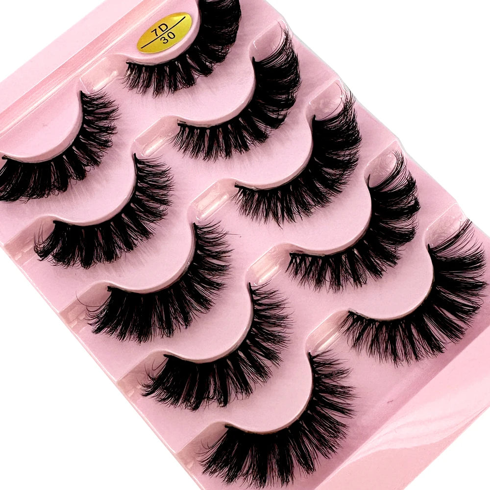 5 Pairs Wispy D Curl Lashes – Hybrid Volume, Short & Chic