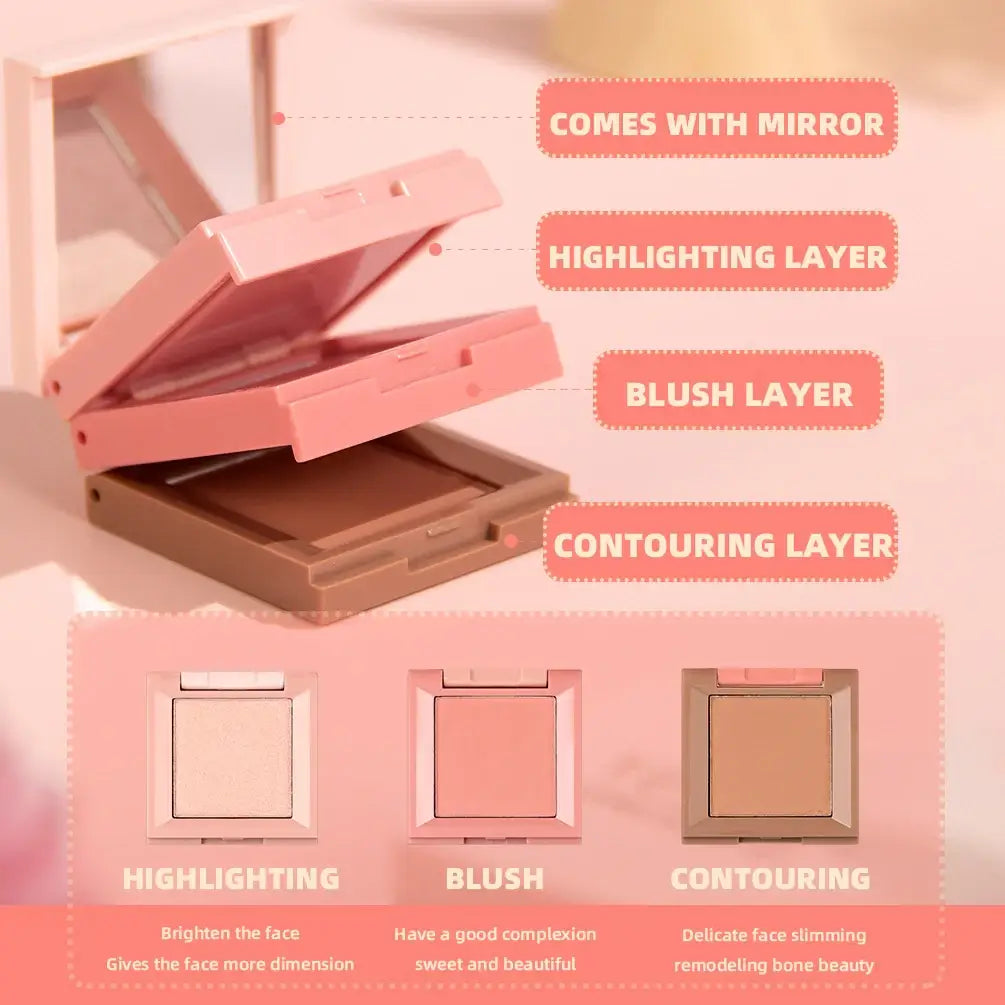 3 In 1 Highlighter Contouring Blush Palette - Nurture By Nala